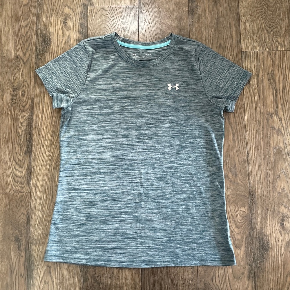 Under Armour Heat Gear Loose Size Large Blue Teal Tee